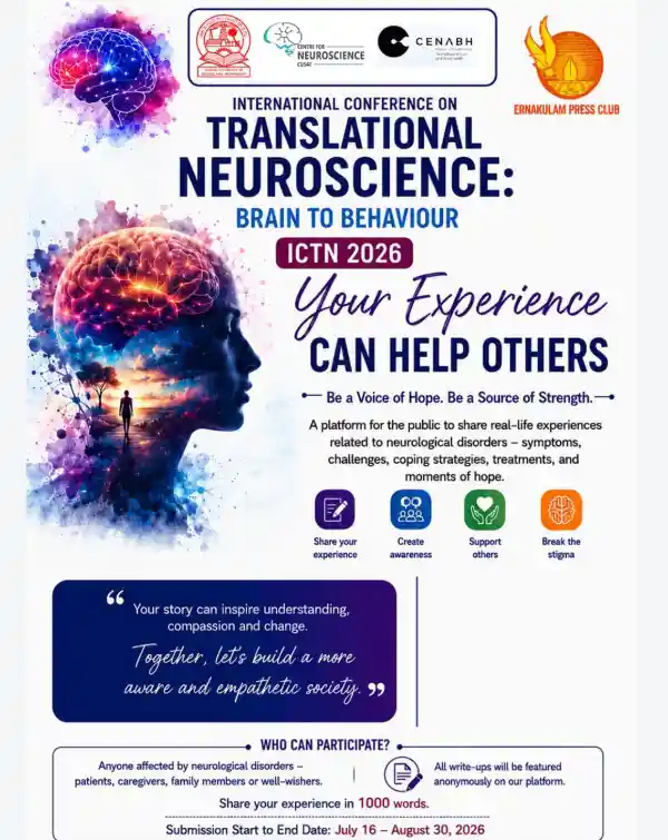 mibile image for International Conference on Translational Neuroscience: Brain to Behaviour (ICTN 2026) - Your Experience Can Help Others